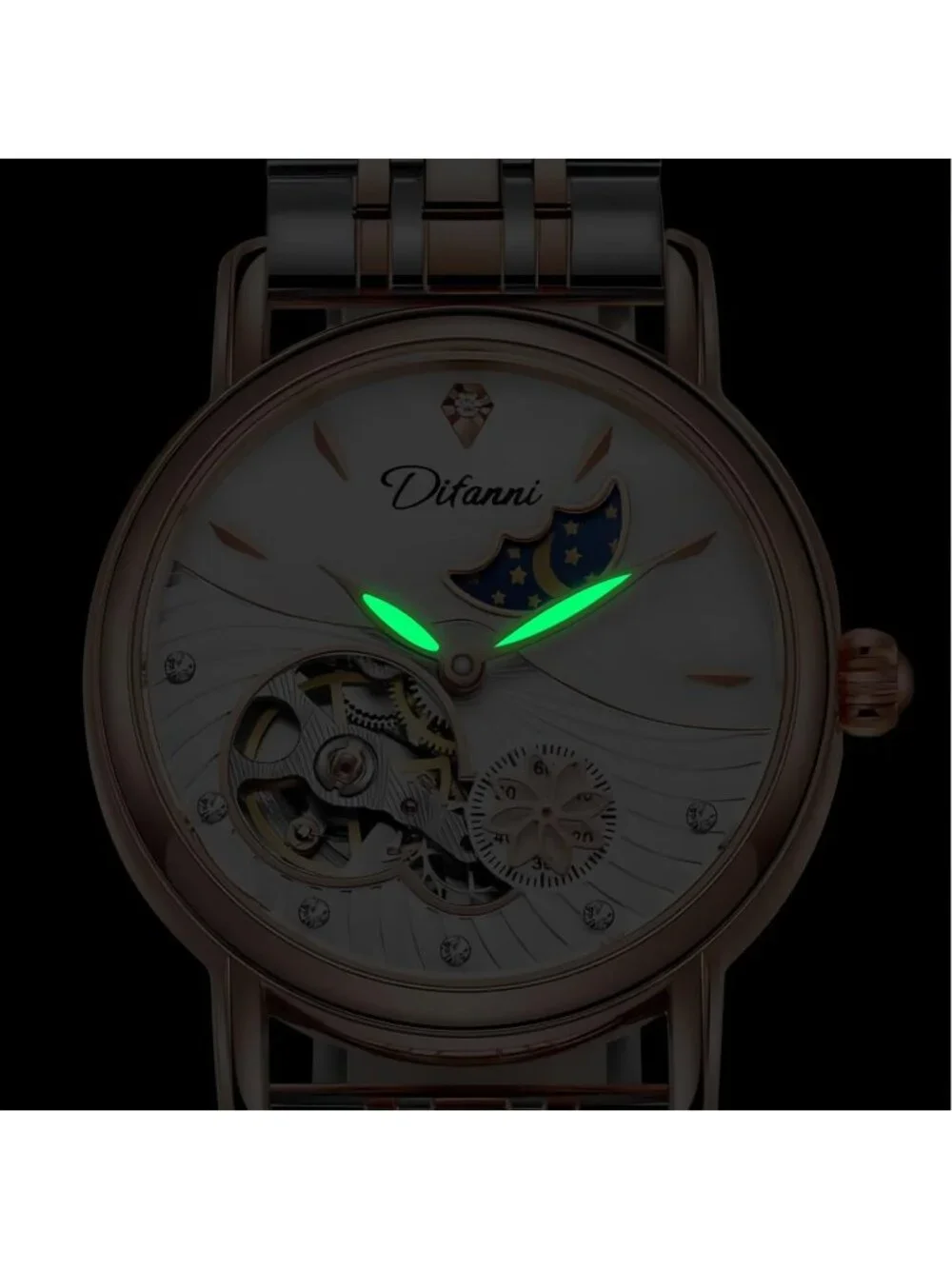 Women's Green Luxury Elegant Automatic Mechanical Stainless Steel Wrist Watch_4